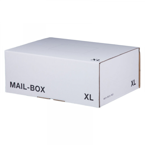 Versandkarton 460x333x174mm MAILBOX XL mit Steckverschluss wiederverschließbar weiß