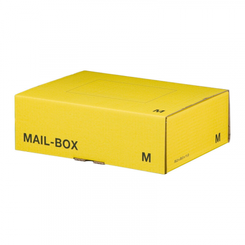 Versandkarton 331x241x104mm MAILBOX M mit Steckverschluss wiederverschließbar gelb