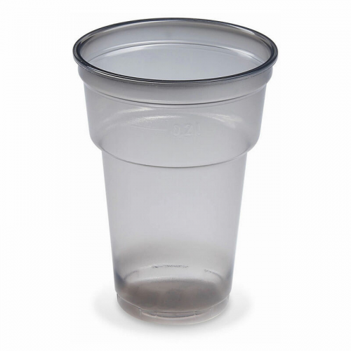 Mehrwegbecher Pfandbecher rauch-grau transparent PP Eichstrich 0,2 l O 7,8 cm, 50 Stk.