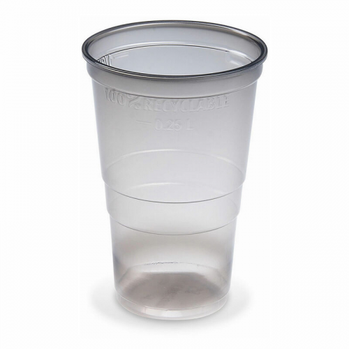 Mehrwegbecher Pfandbecher rauch-grau transparent PP Eichstrich 0,25 l O 7,8 cm, 46 Stk.