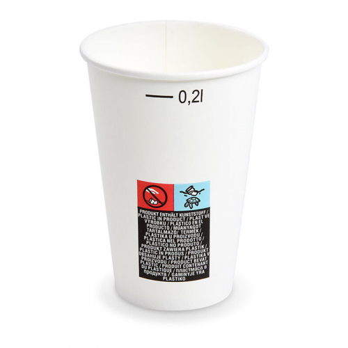 Heiß- und Kaltgetränkebecher Pappbecher FSC Mix/PE weiß 200ml Eichstrich  O 70mm, 50 Stk.