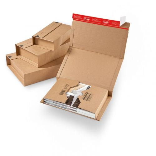 Universalverpackung Wickelverpackung starke B-Welle 198 x 135 x -63mm mit Selbstklebeverschluss & Aufreißfaden