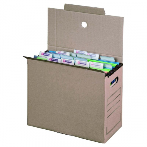 Archiv-Transportbox für Hängemappen 327x158x279mm wiederverschließbar braun