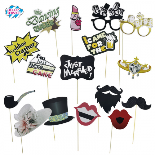 Party Props Fotobox  Requisiten Accessoires Set "Hochzeit"  16-teiliges Set