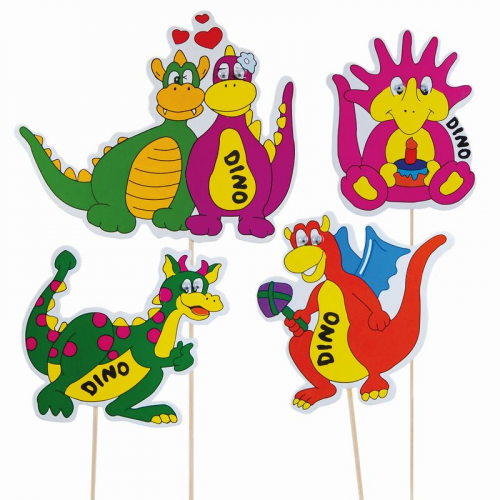 Deko-Picker "Dino Familie", 21cm, 100 Stk.