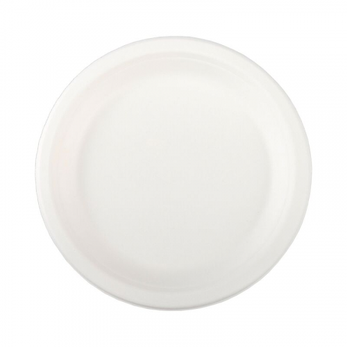 Teller aus Bagasse, naturweiß, rund O26cm, 50Stk.