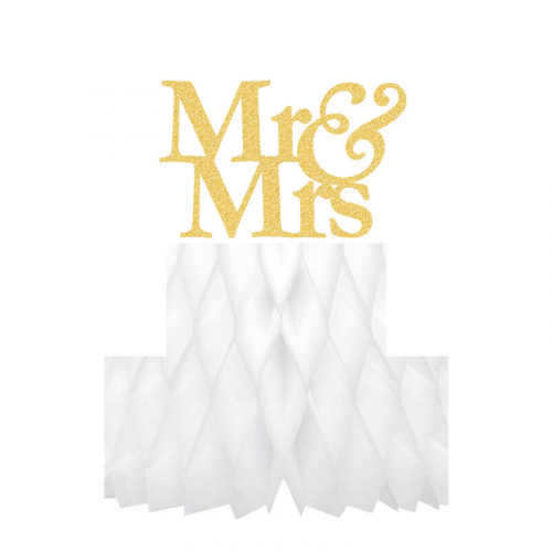 Wabenball "Mr & Mrs" aus Papier, schwer entflammbar, 24cm, 1 Stk.