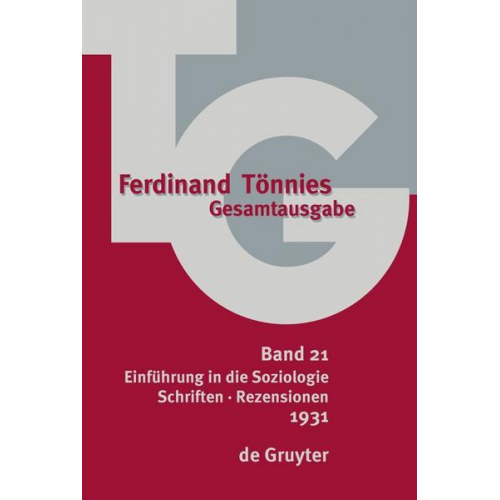 Ferdinand Tönnies - Ferdinand Tönnies: Gesamtausgabe (TG) / 1931