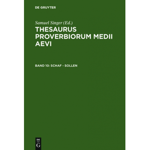 Samuel Singer - Thesaurus proverbiorum medii aevi / Schaf - sollen