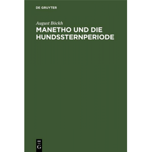 August Böckh - Manetho und die Hundssternperiode