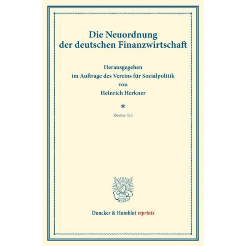 Die Neuordnung der deutschen Finanzwirtschaft.