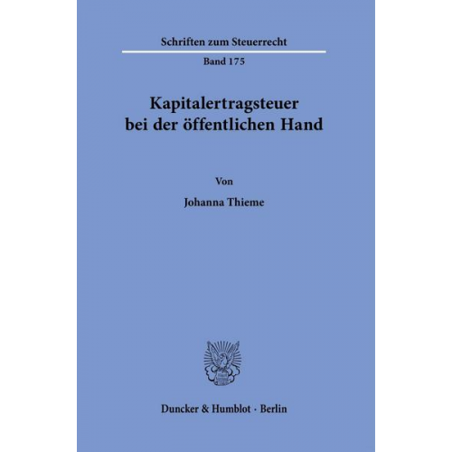 Johanna Thieme - Kapitalertragsteuer bei der öffentlichen Hand.