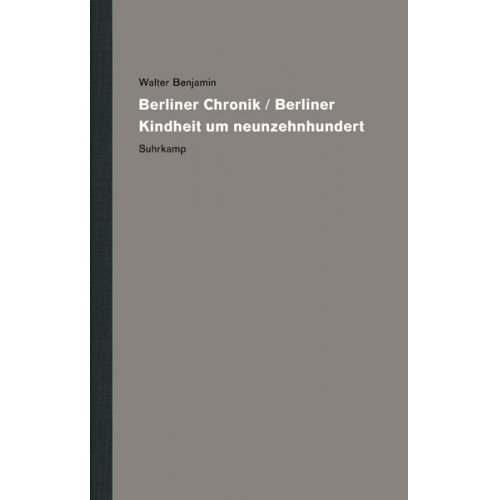 Walter Benjamin - Werke und Nachlaß. Kritische Gesamtausgabe