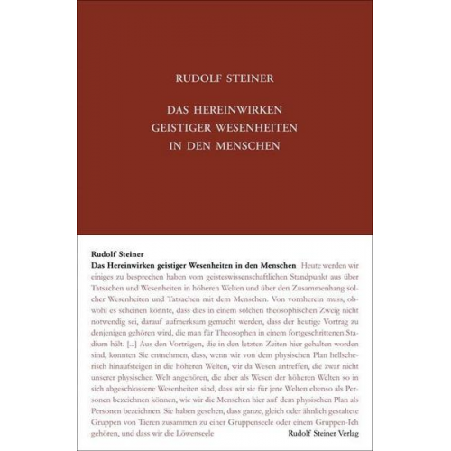 Rudolf Steiner - Das Hereinwirken geistiger Wesenheiten in den Menschen