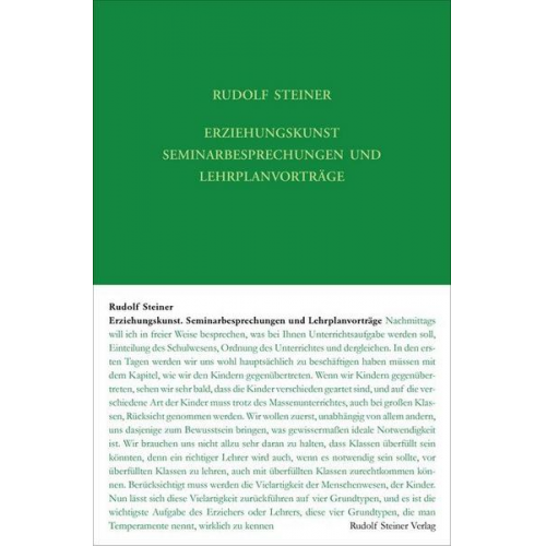 Rudolf Steiner - Erziehungskunst. Seminarbesprechungen und Lehrplanvorträge