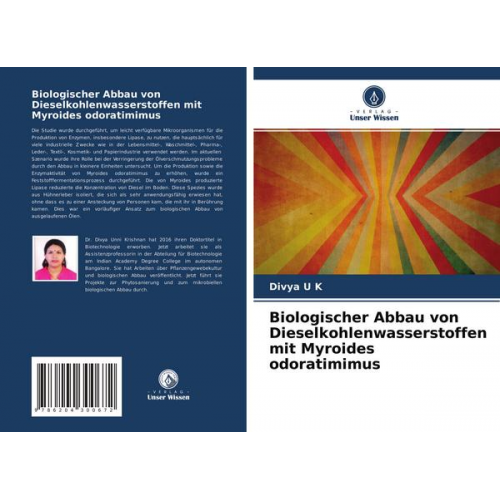 Divya U. K. - Biologischer Abbau von Dieselkohlenwasserstoffen mit Myroides odoratimimus