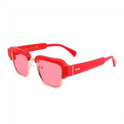 Clip on  Xlab Mod. fraser col. glÄnzendes rot - gold / 6261 polarisiertes rosa Unisex Squadrata Rosso