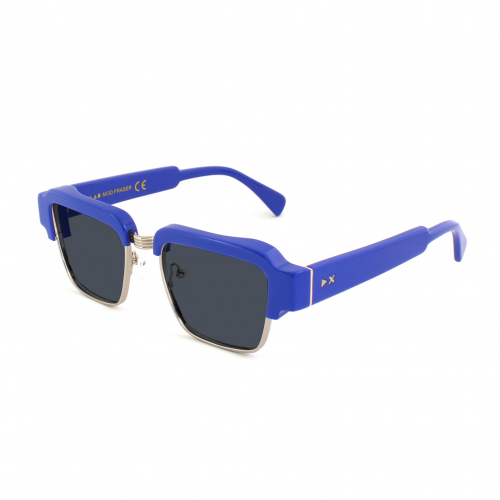 Clip on  Xlab Mod. fraser col. glÄnzend blau - silber / 6267 polarisierter rauch Unisex Squadrata Blu