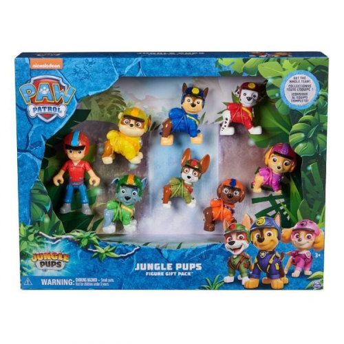 PAW Patrol Jungle Pups – Spielfiguren-Geschenkset mit 7 Hundefiguren und 1 Ryderfigur zum Sammeln, ab 3 Jahren