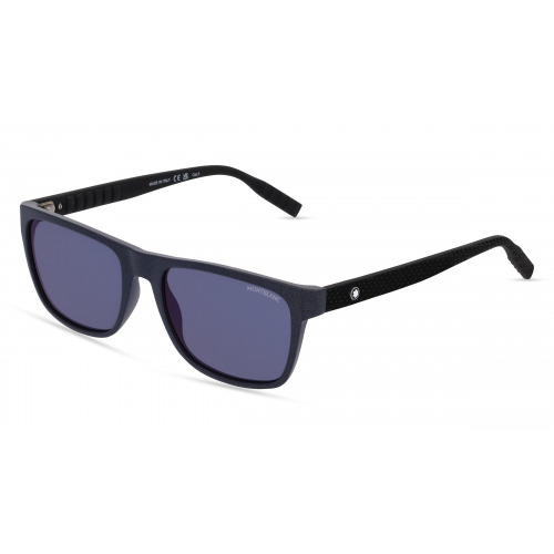 Montblanc MB0209S Herren-Sonnenbrille Vollrand Eckig Kunststoff-Gestell, blau