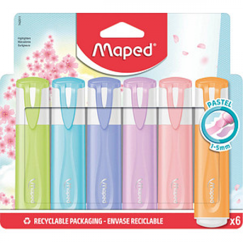 maped Fluo Peps pastell Textmarker farbsortiert, 6 St.