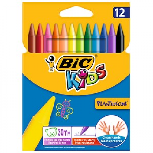 BIC Plastidecor Slim Wachsmalstifte farbsortiert, 12 St.