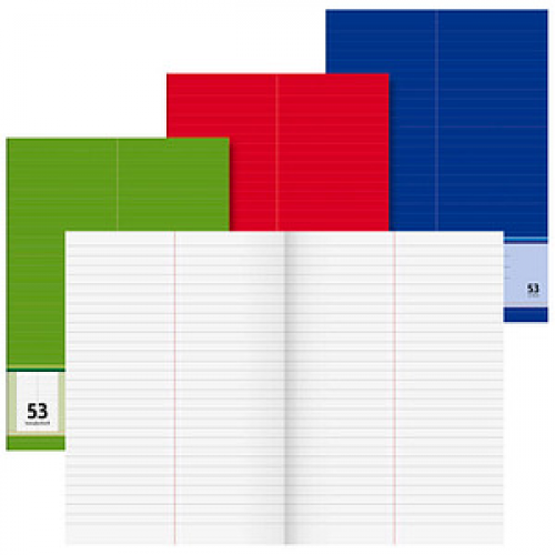 BRUNNEN Vokabelheft grün, rot oder blau Lineatur 53 liniert DIN A4 ohne Rand, 32 Blatt