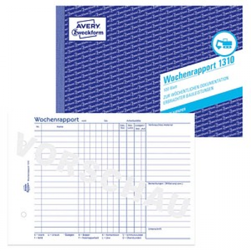 AVERY Zweckform Wochenrapport Formularbuch 1310