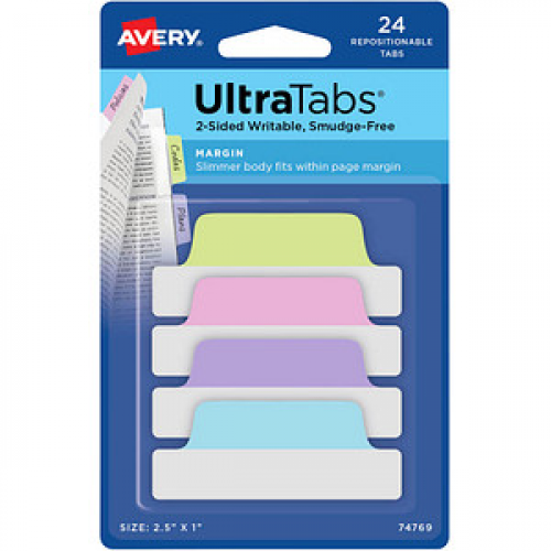 AVERY Zweckform UltraTabs Schmal Haftmarker farbsortiert 24 Blatt