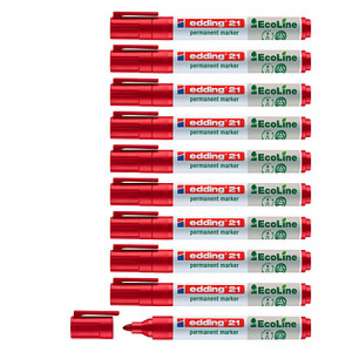 edding 21 EcoLine Permanentmarker rot 1,5 - 3,0 mm, 10 St.