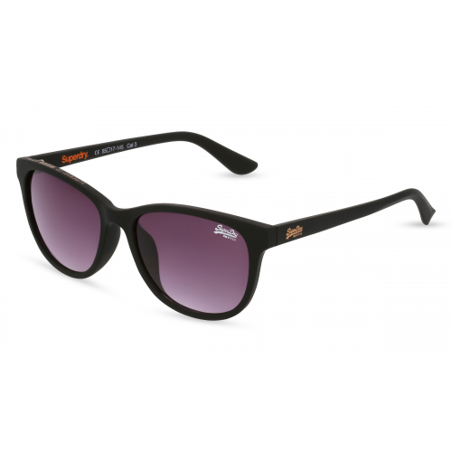 Superdry LIZZIE Damen-Sonnenbrille Vollrand Panto Kunststoff-Gestell, schwarz