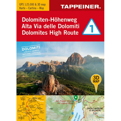 3D-Wanderkarte Dolomiten-Höhenweg 1