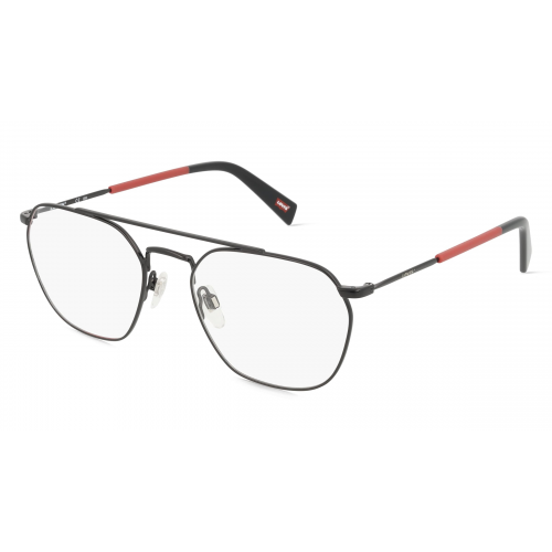 Levi's LV1038 Unisex-Brille inkl. Gläser Vollrand Pilot Metall-Gestell 54mm/19mm/145mm, schwarz