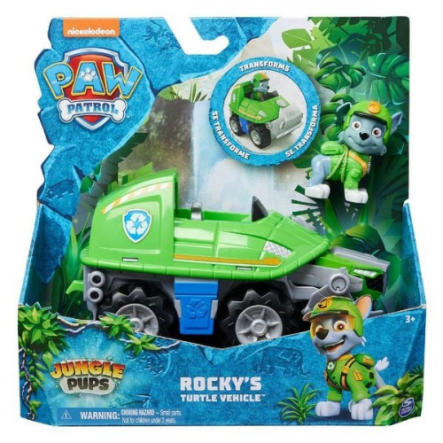 PAW Patrol Jungle Pups – Schnappschildkröten-Fahrzeug mit Rocky-Figur (Basis Fahrzeug)