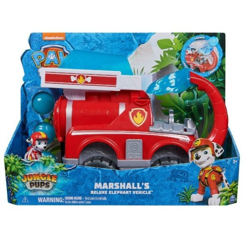 PAW Patrol Jungle Pups - Großes Elefanten-Fahrzeug mit Wasser-Abwurf (Deluxe Fahrzeug) und Marshall Hero Pups Figur