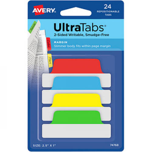 AVERY Zweckform UltraTabs Schmal Haftmarker farbsortiert 24 Blatt