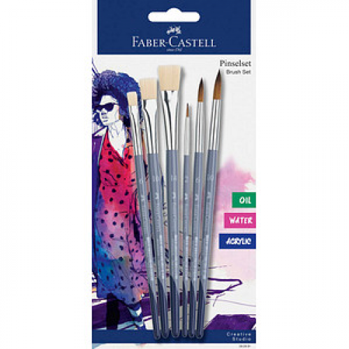 FABER-CASTELL Pinsel-Set Größe 2, 6, 10, 14, 6-teilig