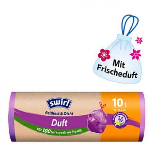 swirl® Müllbeutel Reißfest & Dicht Duft 7239 10,0 l rot, 14 St.