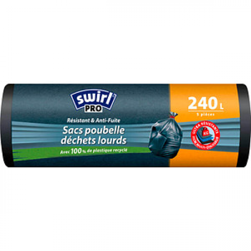 swirl® Schwerlastsäcke PRO 2283 240,0 l schwarz, 5 St.