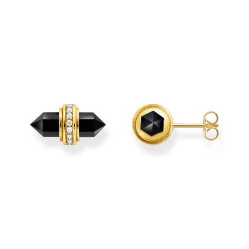 Thomas Sabo H2281-177-11 Damen-Ohrringe Ohrstecker Onyx Schwarz Goldfarben