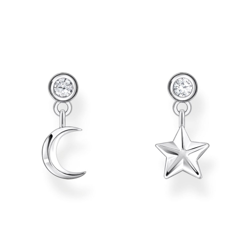 Thomas Sabo H2293-051-14 Damen-Ohrringe Ohrstecker Mond und Stern Silber