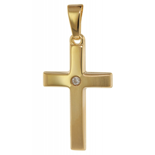 trendor 75448 Kreuz-Anhänger mit Zirkonia 19 mm Gold 585 / 14K