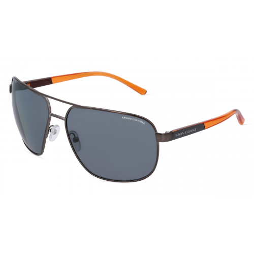 Armani Exchange AX2040S Herren-Sonnenbrille Vollrand Pilot Metall-Gestell, grau