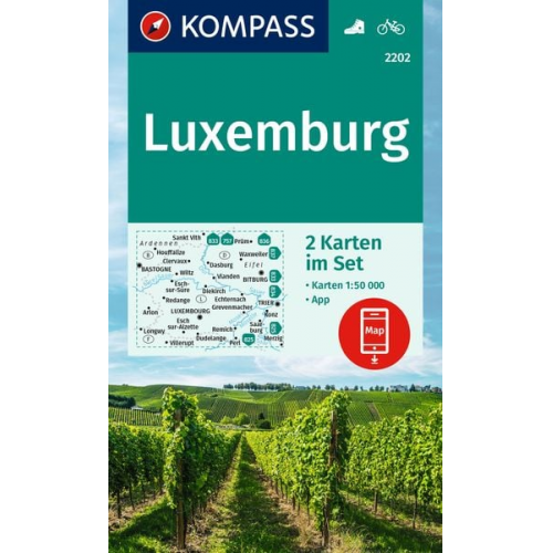 KOMPASS Wanderkarten-Set 2202 Luxemburg (2 Karten) 1:50.000