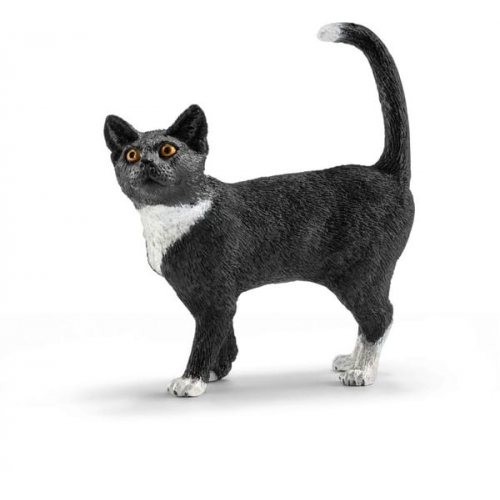 Schleich 13770 - Farm World, Katze, stehend, Tierfigur, schwarz weiß