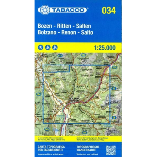 Tabacco Wandern Bozen-Ritten-Salten-Bolzano-Renon-Salto 1 : 25 000