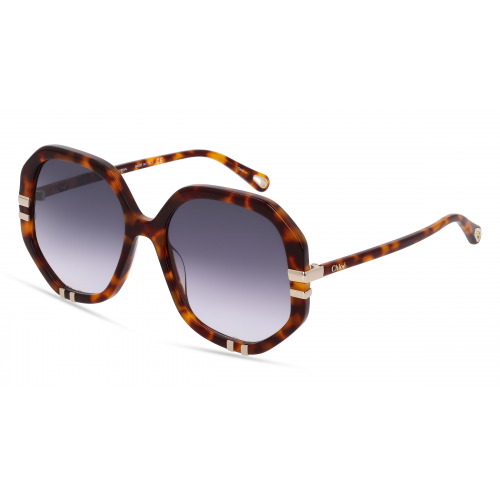 Chloé CH0105S Unisex-Sonnenbrille Vollrand Achteckig Bio-Acetat-Gestell, braun