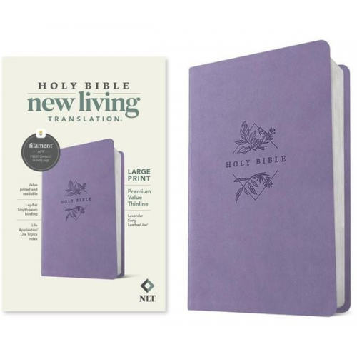 Tyndale (COR) - NLT Large Print Premium Value Thinline Bible, Filament Enabled (Leatherlike, Lavender Song)