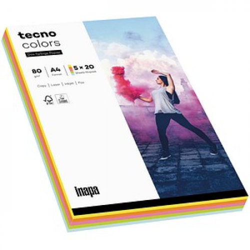 tecno Kopierpapier colors Mixpack farbsortiert DIN A4 80 g/qm 100 Blatt