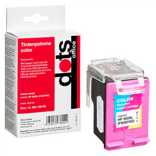 dots  color Druckerpatrone kompatibel zu HP 302XL (F6U67AE)